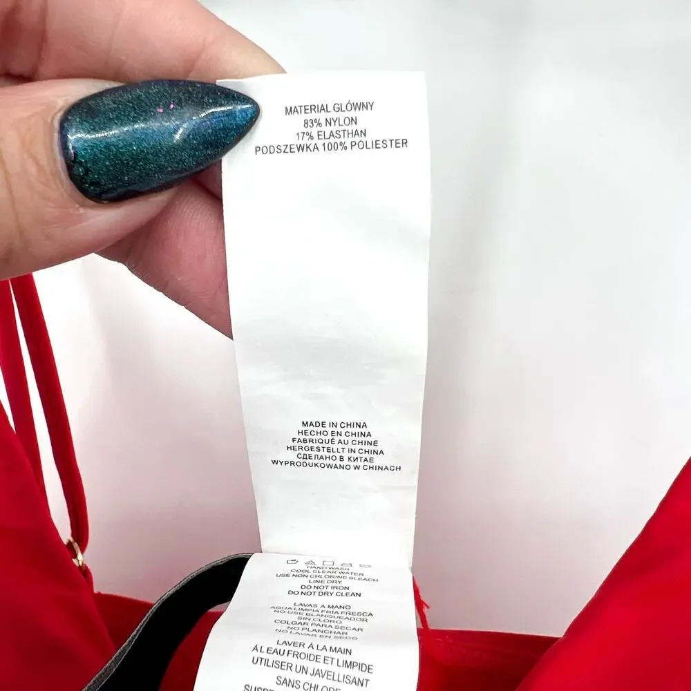 LAUREN RALPH LAUREN Womens Tankini Top Size 6 Red Toggle-Trim NWOT - Picture 9 of 12